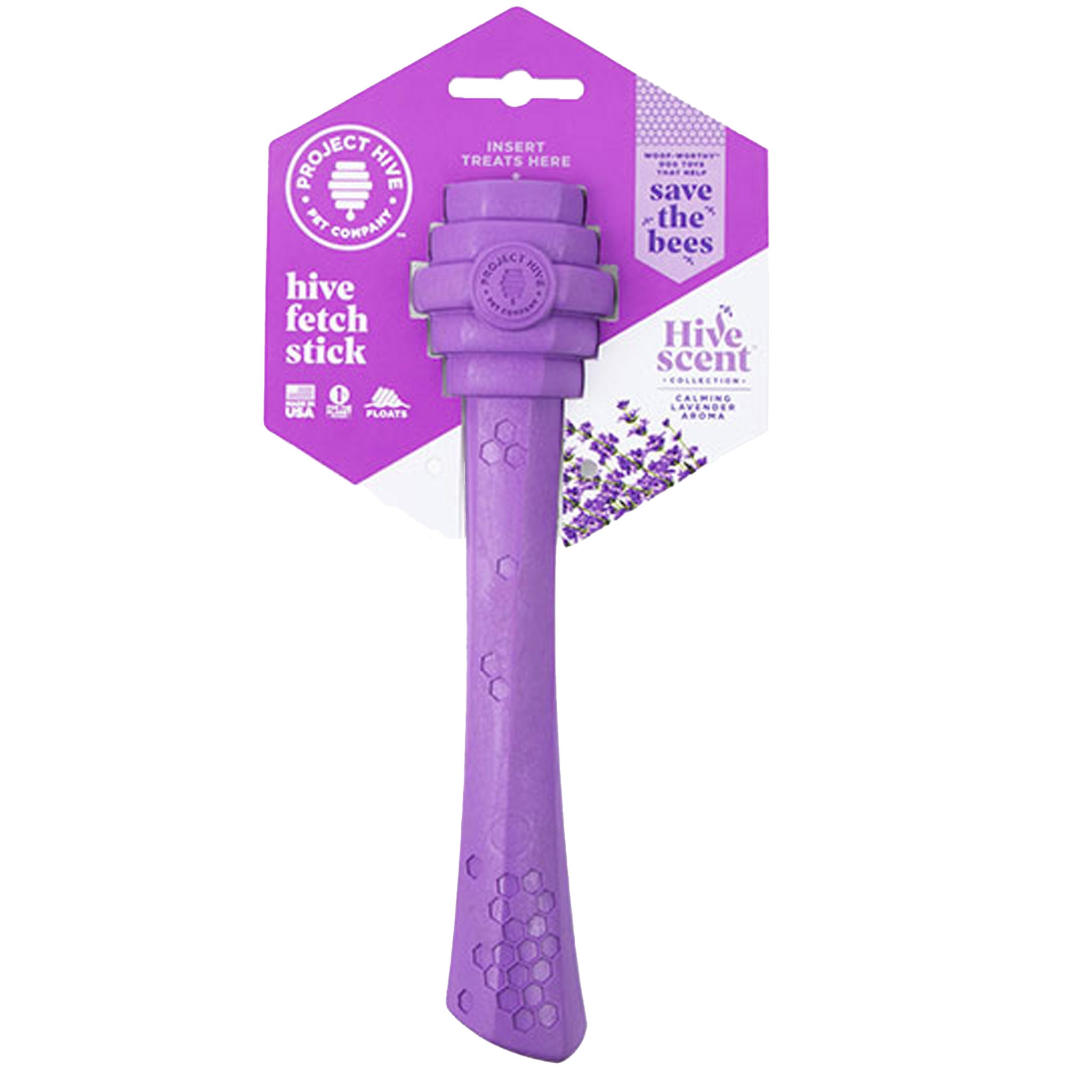 Project Hive Scented Fetch Stick Dog Toy Lavender HEALTHY SPOT