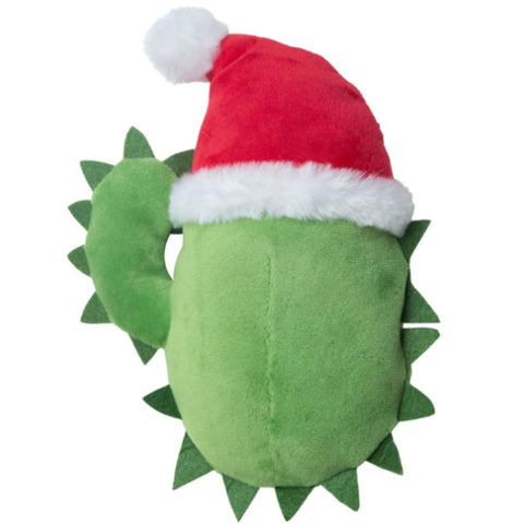 Snug Arooz Cactus with Santa Hat Dog Toy | Back Image of Green Cactus with Santa Hat