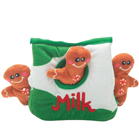 Snug Arooz Hide & Seek Cookies Burrow Dog Toys - 6" | Front Image of Milk and Cookies Burrow Toy