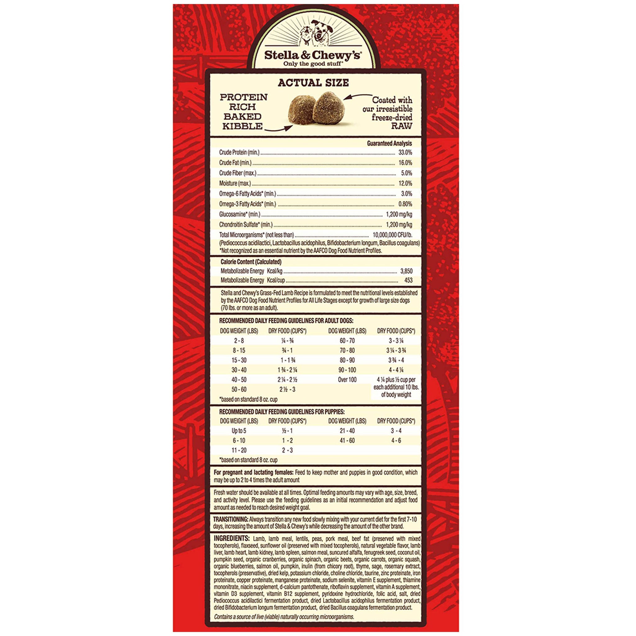 Stella Chewy s Raw Coated Grass Fed Lamb Dog Kibble HEALTHY SPOT