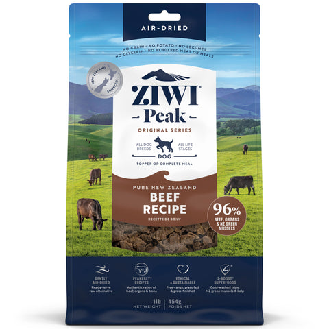 Ziwi Air-Dried Beef Dog Food | Front Image of Beef Recipe 1lb
