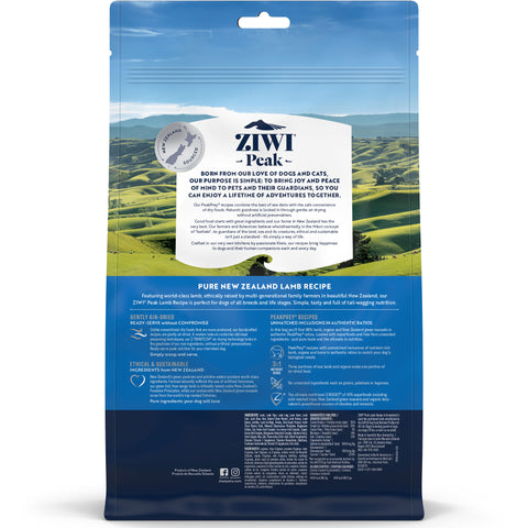 Ziwi Air-Dride Lamb Dog Food | Back Image of 1lb Lamb Dog Food