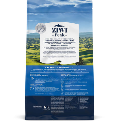 Ziwi Air-Dride Lamb Dog Food | Back Image of 5.5lb Lamb Dog Food