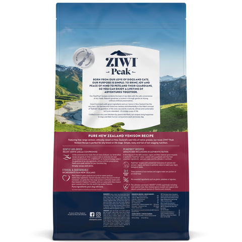 ZIWI Air-Dried Venison Dog Food | Back Image of ZIWI Peak Venison 1.1lb