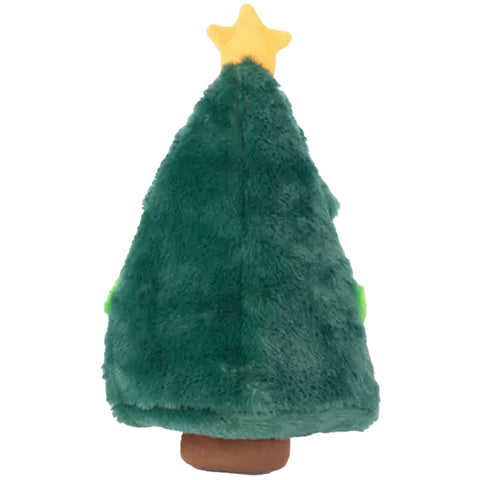 Zippy Paws Christmas Tree Burrow Dog Toy | Back Image of Green Plush Burrow Christmas Tree