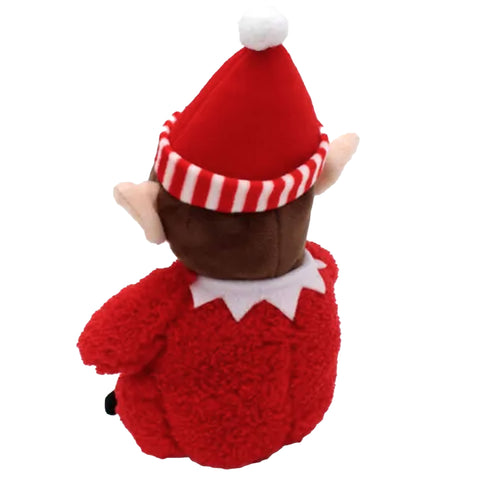 Zippy Paws Holiday Cheeky Chumz Elf Dog Toy | Back Image of Plush Elf Dog Toy