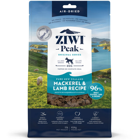 Ziwi Air-Dried Mackerel & Lamb Dog Food | Front Image of Mackerel & Lamb 1lb