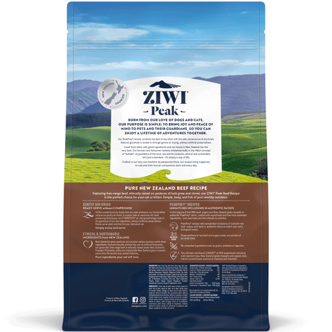 Ziwi Air-Dried Beef Cat Food | Back Image of 2.2lb Beef Recipe Cat Food