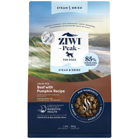 Ziwi Peak Steam & Dried Beef Dog Food | Front Image 1.8lb
