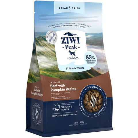 Ziwi Peak Steam & Dried Beef Dog Food | Side Image 1.8lb