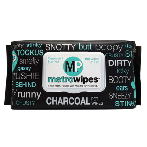 Metro Paws Charcoal Peppermint Grooming Wipes