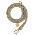 Found My Animal Dark Tan Adjustable 7 FT Rope Lead, Front Image of Tan and Gold Leash