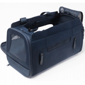 Diggs Passenger Travel Carrier Navy, Side Image of blue travel carrier, unzipped