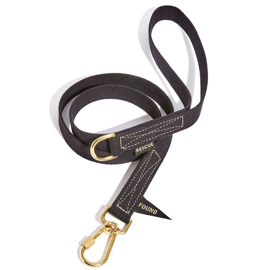 Found My Animal Black Hand Dyed Flat Leash HEALTHY SPOT