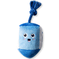 Fringe Go for a Spin Dreidel Dog Toy, Main image of blue plush dreidel with rope attached