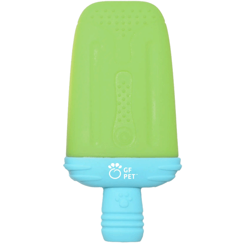 GF Pet Lime Ice Popsicle Cooling Toy, Front Image of Green and Blue Toy
