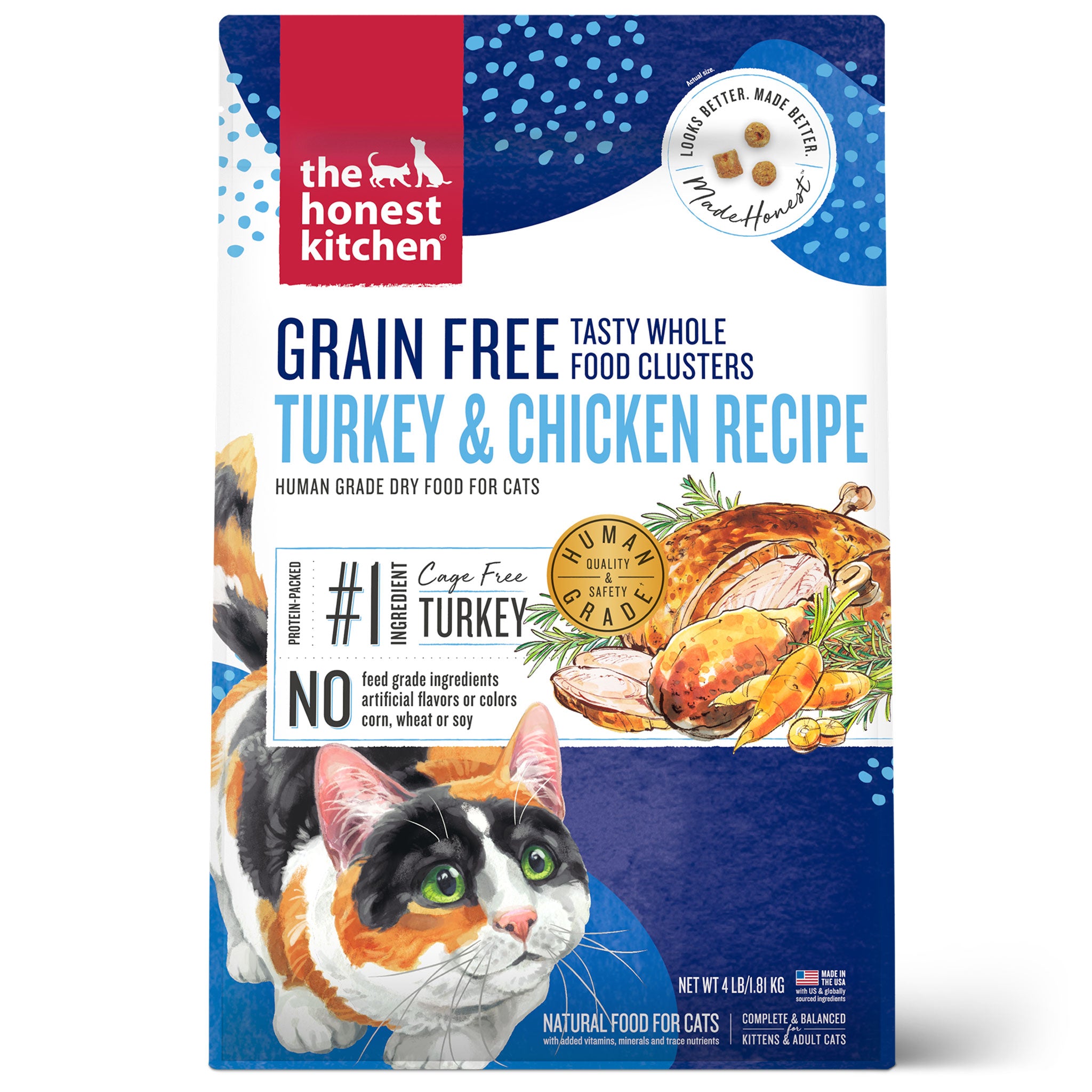 Honest Kitchen Grain Free Clusters Turkey Chicken Dry Cat Food