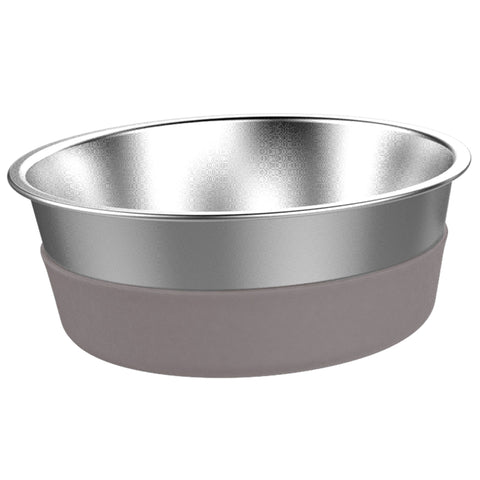 Messy Mutts Non-Slip Stainless Grey Dog Bowl