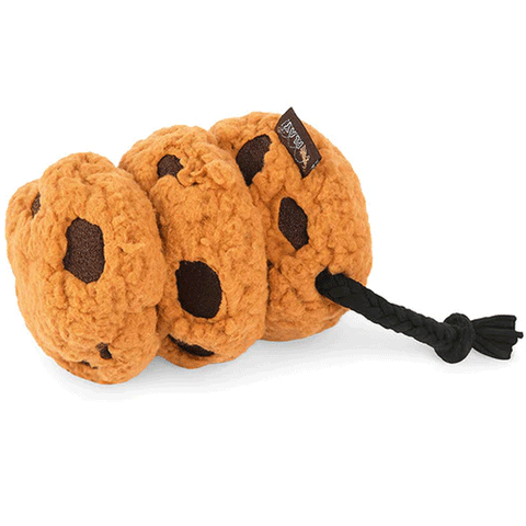 P.L.A.Y. Cookies on Rope Dog Toy | Front Image of Plush Cookies on a Rope