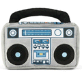 P.L.A.Y. Grey Boombox Dog Toy | Front Image of Grey Plush Boombox