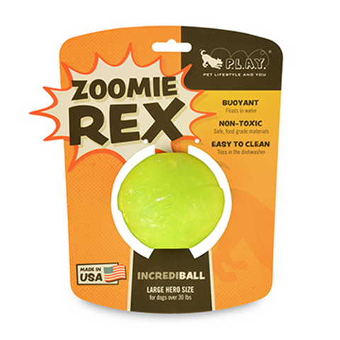 P.L.A.Y. ZoomieRex Ball Green Dog Toy