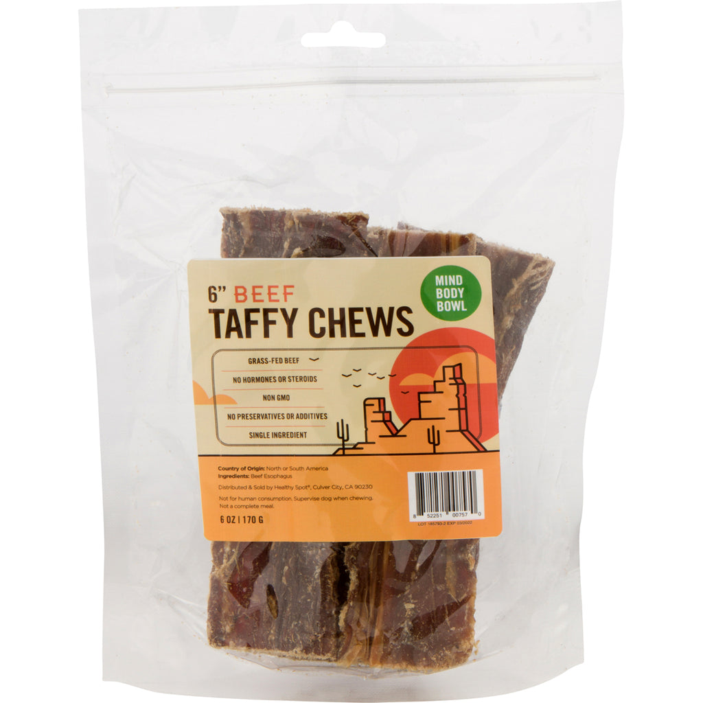 MIND BODY BOWL 6" Beef Taffy Chew Dog Treats