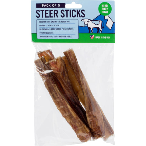 MIND BODY BOWL USA Steer Sticks Dog Chews- 5 Pack