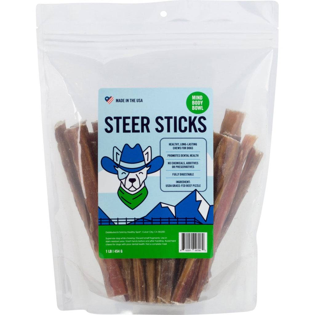 MIND BODY BOWL Steer Sticks Dog Chews - 1lb Pack