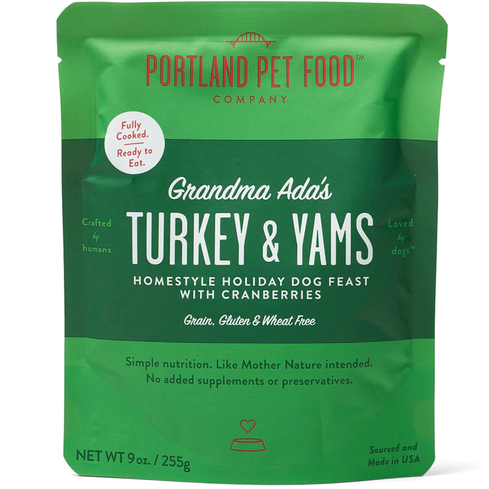 Portland Pet Food Company Turkey Yams Meal Pouch HEALTHY SPOT