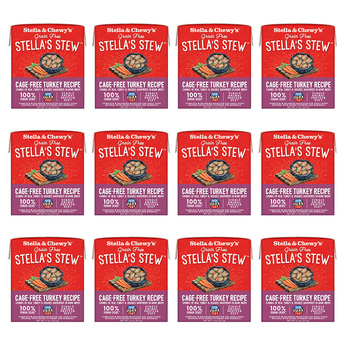 Stella Chewy s Cage Free Turkey Recipe Dog Stew 11oz 12 Pack