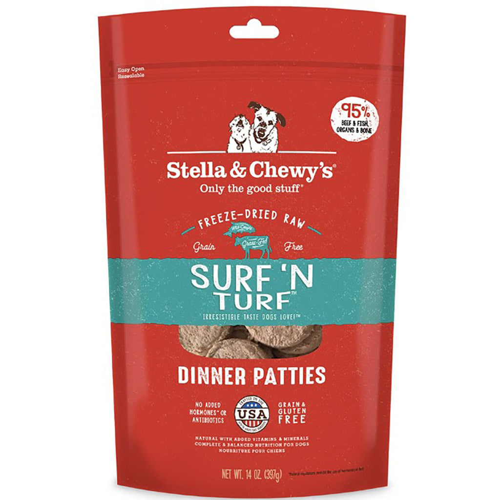 Stella & Chewy's Surf 'N Turf Freeze-Dried Dinner Patties Dog Food - 14oz
