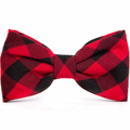 The Foggy Dog Buffalo Checkered Bowtie for Dogs, Front image of red and black checkered bowtie
