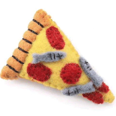 The Foggy Dog Wool Nip Pizza, Front Image of Pizza Wool Cat Toy