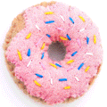 The Foggy Dog Wool Nip Strawberry Donut, Front Image of Pink Sprinkle Donut Cat Toy