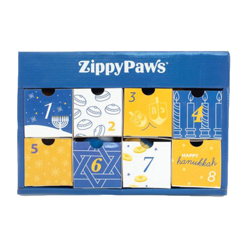 Zippy Paws | 8 Nights of Hanukkah Dog Toy Box Set | Front Image